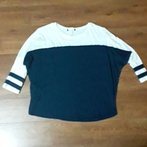 Navy half quarter top